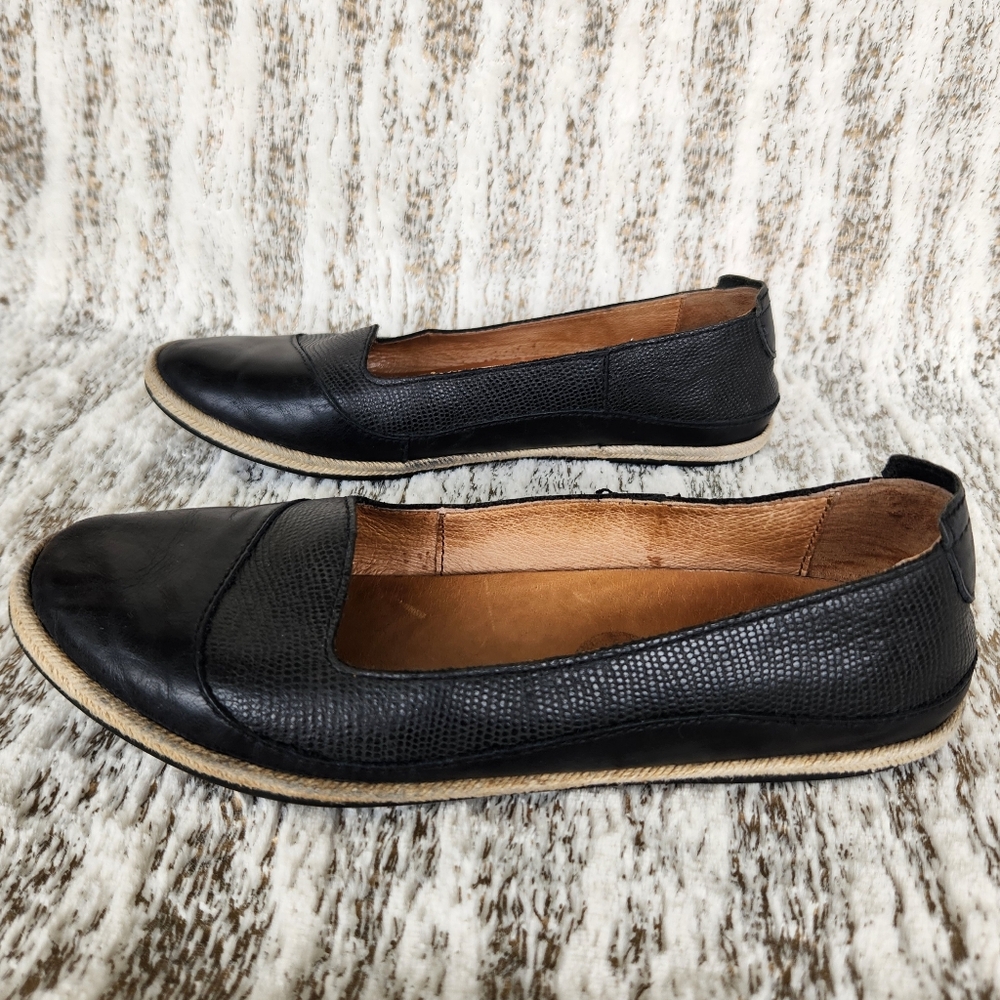 Olukai "Lino" Leather Espadrille Flat Shoes Black | Women's Size 7.5 - Picture 6 of 12